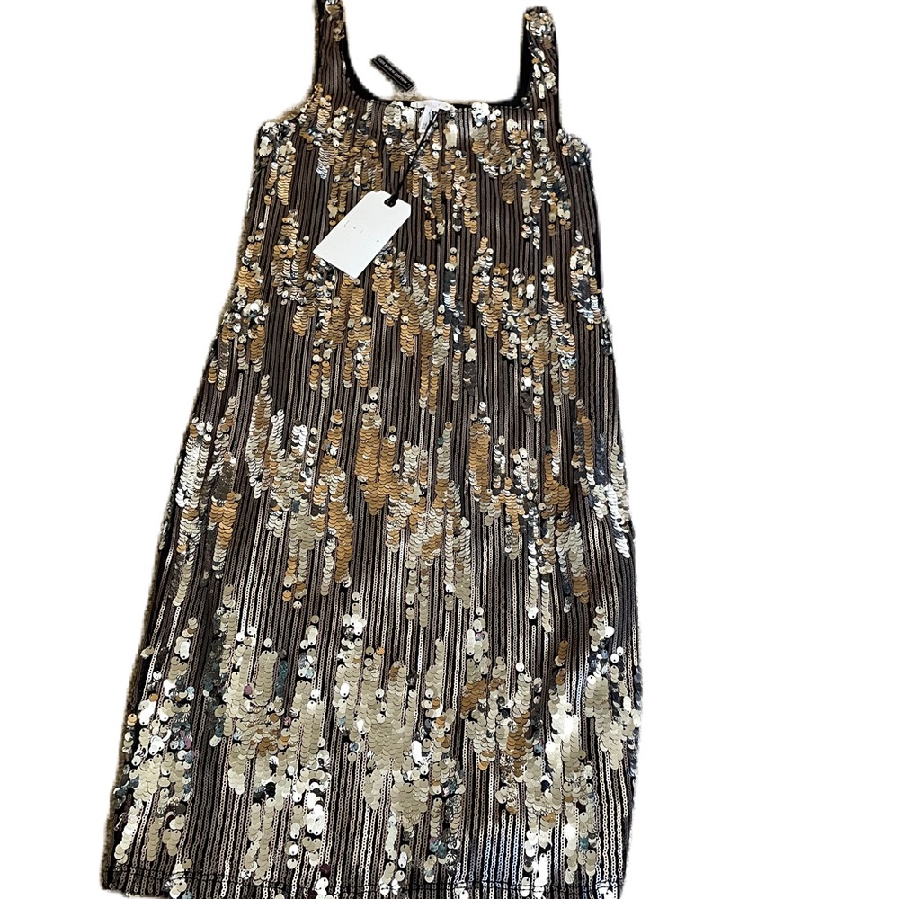 NWT Leith sequin metallic tank dress S